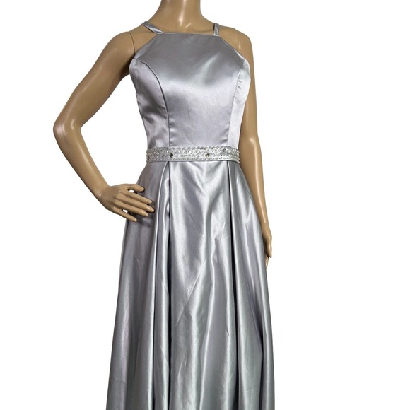 Vnaix Bridals Womens Wedding Dress Long Satin Halter Pockets Grey, Sz 8 - Picture 5 of 16